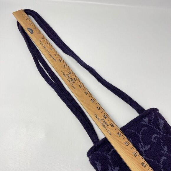 Icelandic Design Wool Blend Shoulder Bag Two Strap Purse Knitted Purple Floral - Picture 11 of 13